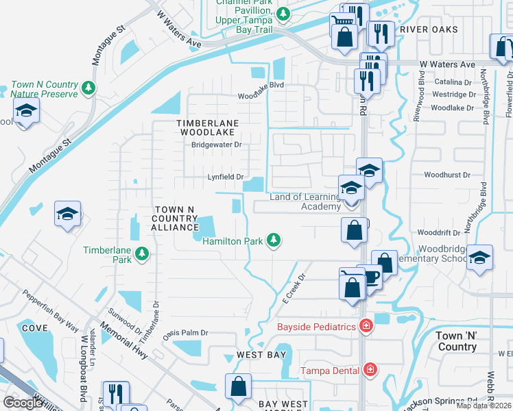 map of restaurants, bars, coffee shops, grocery stores, and more near 9225 West Patterson Street in Tampa