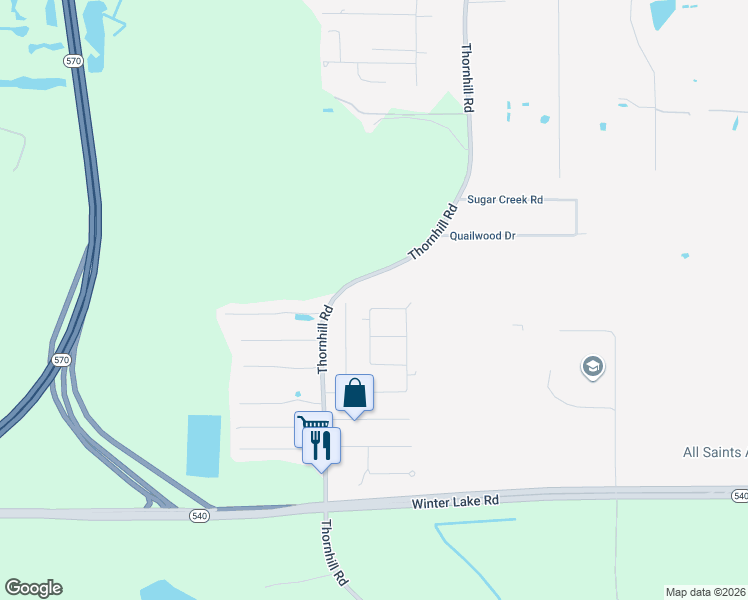 map of restaurants, bars, coffee shops, grocery stores, and more near 231 Temple Circle South in Winter Haven