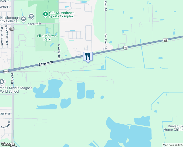 map of restaurants, bars, coffee shops, grocery stores, and more near 2302 Henderson Way in Plant City