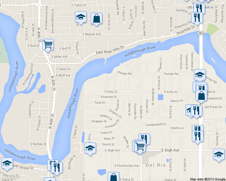 map of restaurants, bars, coffee shops, grocery stores, and more near 7869 Niagara Avenue in Tampa