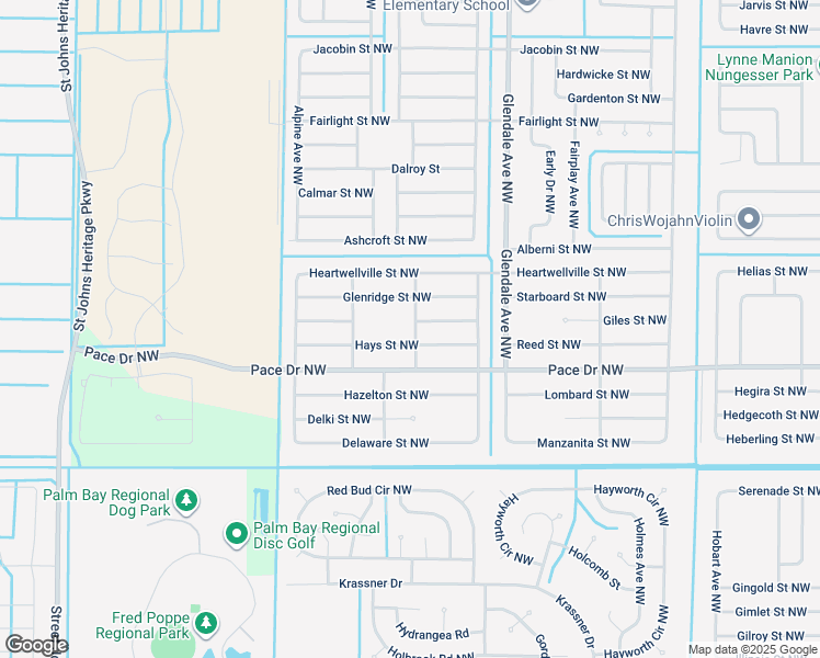 map of restaurants, bars, coffee shops, grocery stores, and more near 850 Delhaven Avenue Northwest in Palm Bay