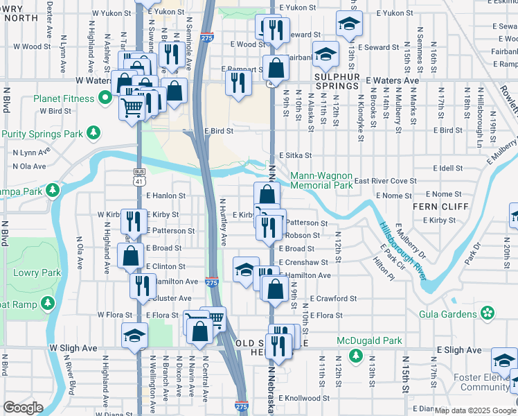 map of restaurants, bars, coffee shops, grocery stores, and more near 7705 North Arden Avenue in Tampa