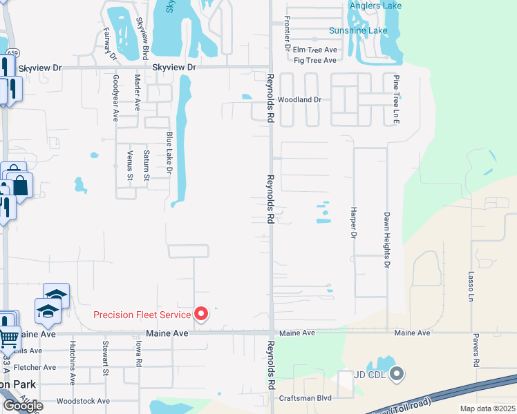 map of restaurants, bars, coffee shops, grocery stores, and more near 7 Peachtree Hill Road in Lakeland
