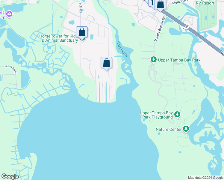 map of restaurants, bars, coffee shops, grocery stores, and more near 7417 Bay Drive in Tampa