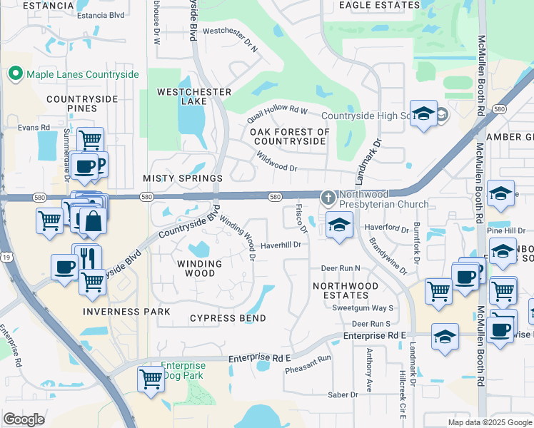 map of restaurants, bars, coffee shops, grocery stores, and more near 2792 Peachtree Circle in Clearwater