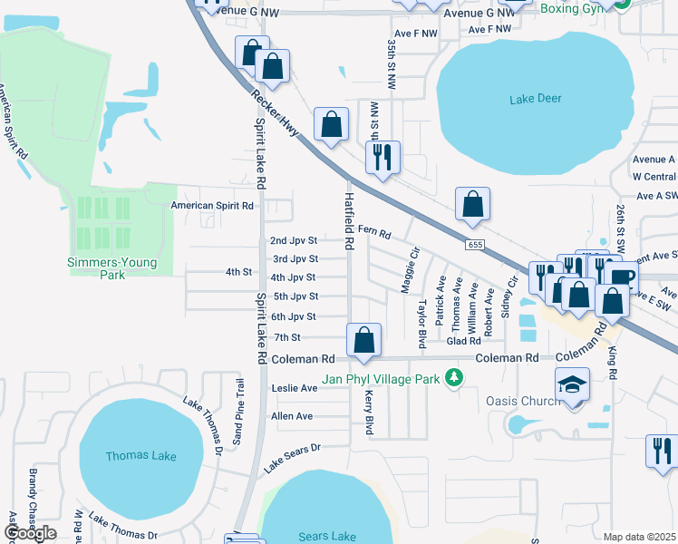 map of restaurants, bars, coffee shops, grocery stores, and more near 103 4th Jpv Street in Winter Haven