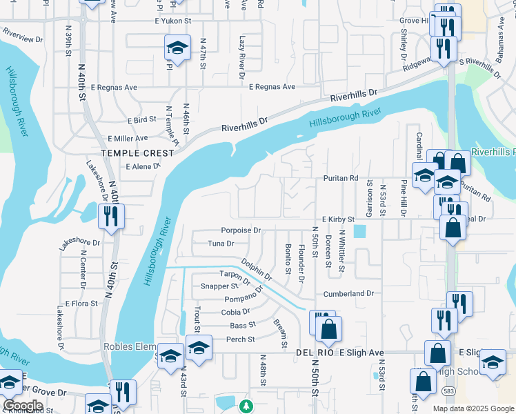 map of restaurants, bars, coffee shops, grocery stores, and more near 7869 Niagara Avenue in Tampa