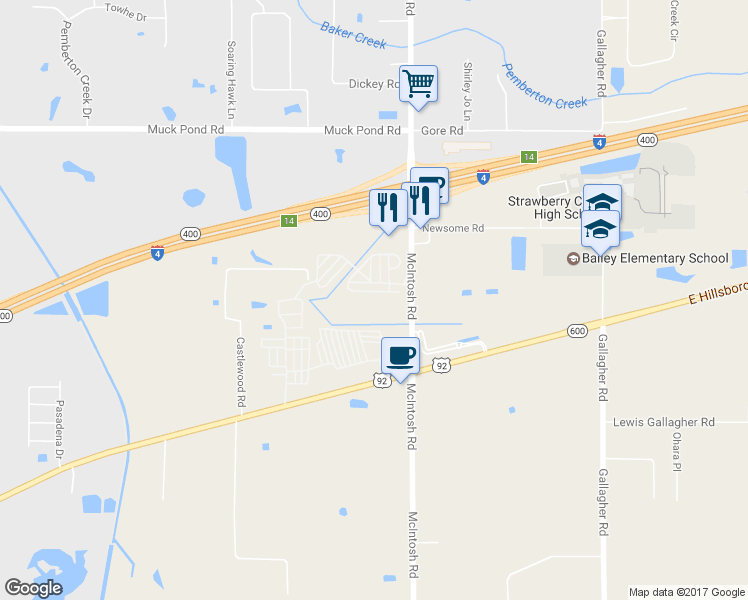 map of restaurants, bars, coffee shops, grocery stores, and more near 4540 McIntosh Road in Dover