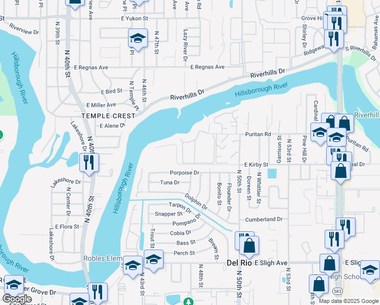 map of restaurants, bars, coffee shops, grocery stores, and more near 7869 Niagara Avenue in Tampa