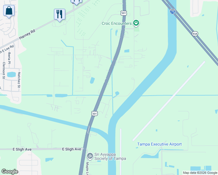 map of restaurants, bars, coffee shops, grocery stores, and more near 7809 Us Highway 301 North in Tampa