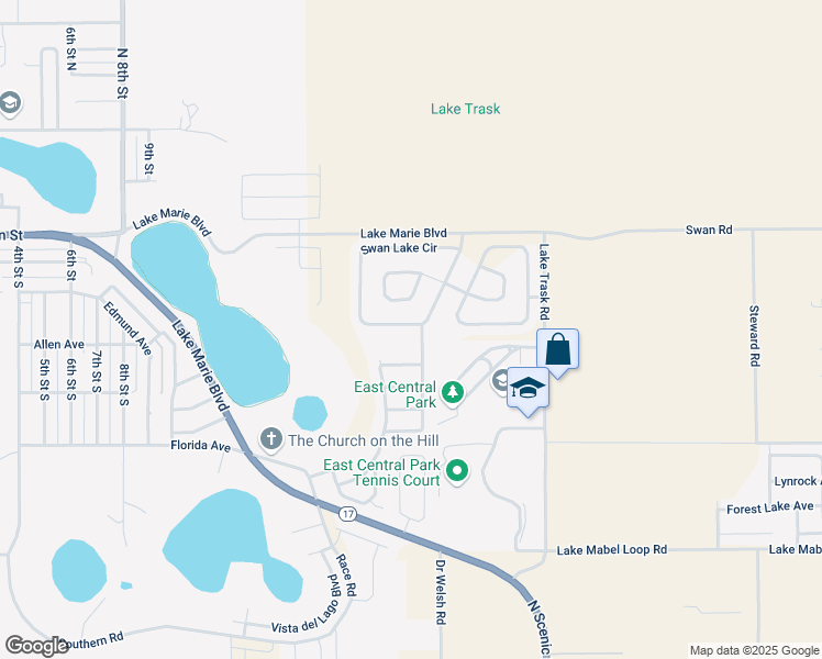 map of restaurants, bars, coffee shops, grocery stores, and more near 1455 Swan Lake Circle in Dundee