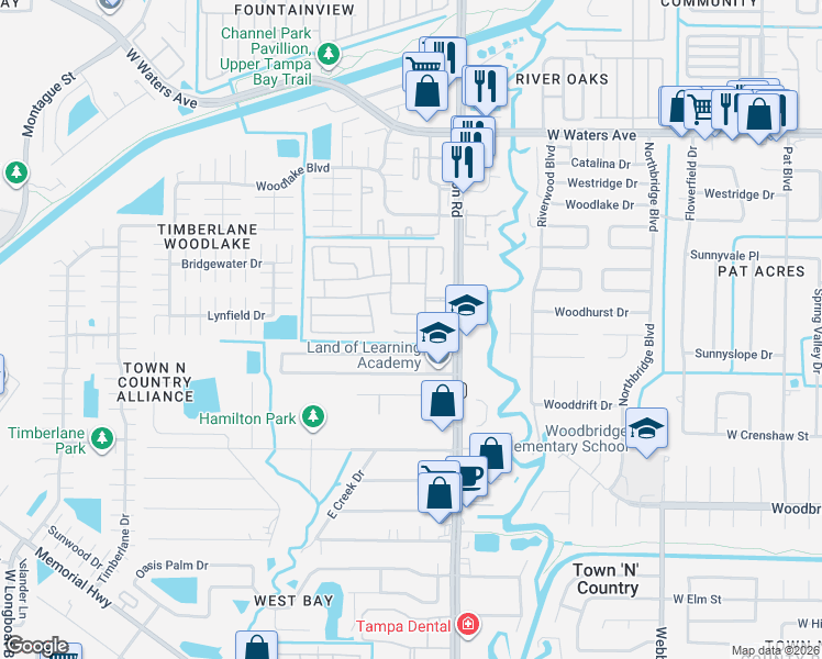 map of restaurants, bars, coffee shops, grocery stores, and more near 8823 West Patterson Street in Tampa