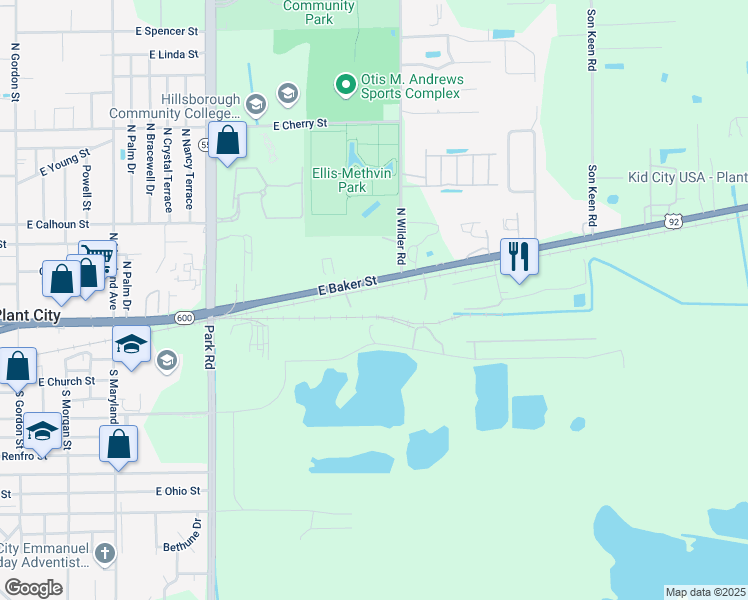 map of restaurants, bars, coffee shops, grocery stores, and more near in Plant City