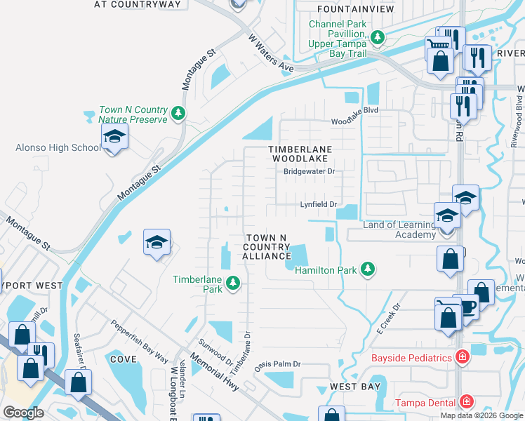 map of restaurants, bars, coffee shops, grocery stores, and more near 9401 Glenrosa Court in Tampa