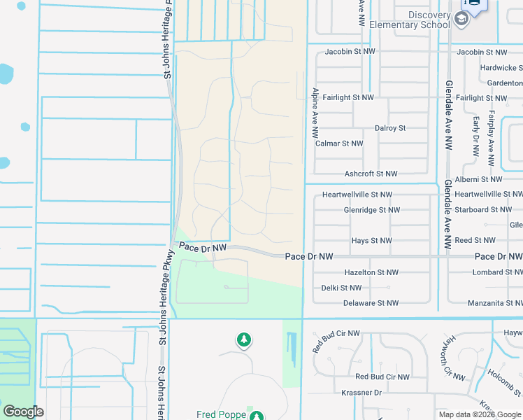 map of restaurants, bars, coffee shops, grocery stores, and more near 886 Gillmar Avenue Northwest in Palm Bay