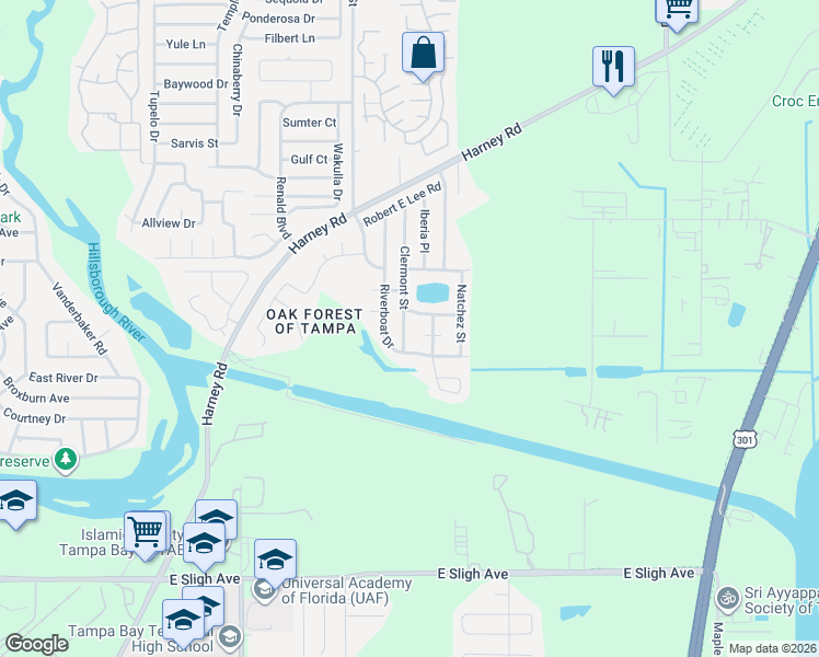 map of restaurants, bars, coffee shops, grocery stores, and more near 8221 Clermont Street in Tampa