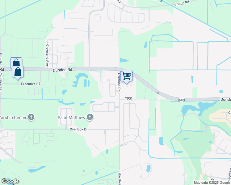 map of restaurants, bars, coffee shops, grocery stores, and more near 2362 Overlook Drive in Winter Haven