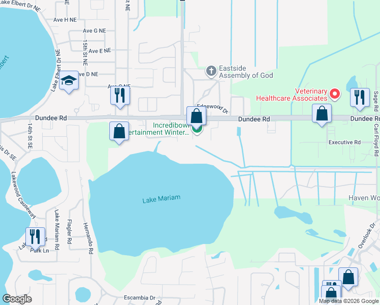 map of restaurants, bars, coffee shops, grocery stores, and more near 2000 Dundee Road in Winter Haven