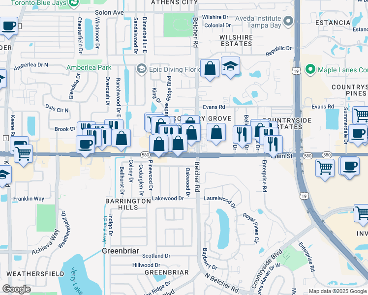 map of restaurants, bars, coffee shops, grocery stores, and more near in Dunedin