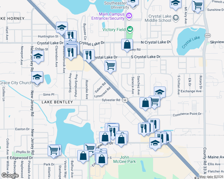 map of restaurants, bars, coffee shops, grocery stores, and more near 2005 Bartow Road in Lakeland