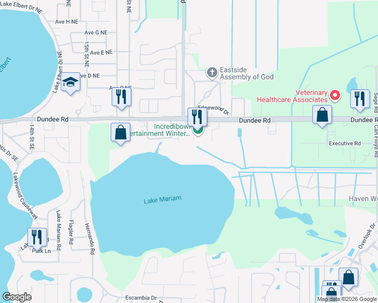 map of restaurants, bars, coffee shops, grocery stores, and more near 2000 Dundee Road in Winter Haven