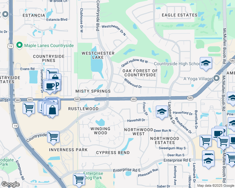 map of restaurants, bars, coffee shops, grocery stores, and more near 2717 Bryn Mawr Circle in Clearwater