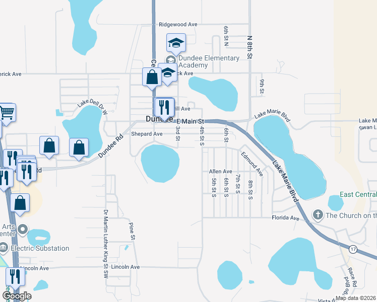 map of restaurants, bars, coffee shops, grocery stores, and more near 306 Edmund Avenue in Dundee