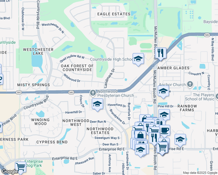map of restaurants, bars, coffee shops, grocery stores, and more near 2937 Mayfair Court in Clearwater