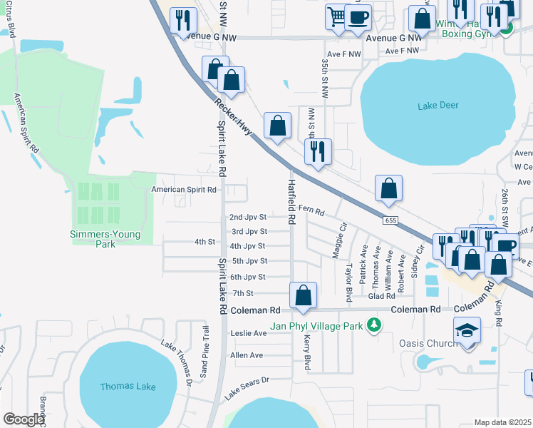 map of restaurants, bars, coffee shops, grocery stores, and more near 115 2nd Jpv Street in Winter Haven
