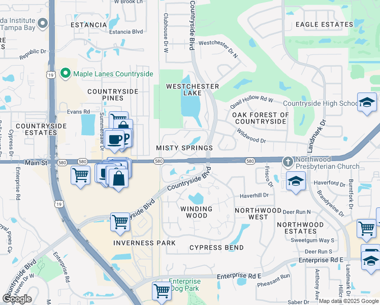 map of restaurants, bars, coffee shops, grocery stores, and more near 106 Sabal Springs Circle in Clearwater