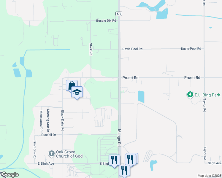map of restaurants, bars, coffee shops, grocery stores, and more near 11416 Thomas Road in Seffner