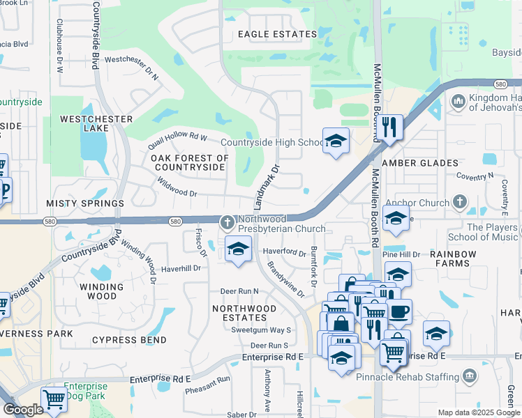 map of restaurants, bars, coffee shops, grocery stores, and more near 2937 Mayfair Court in Clearwater