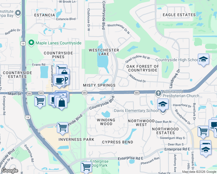 map of restaurants, bars, coffee shops, grocery stores, and more near in Clearwater