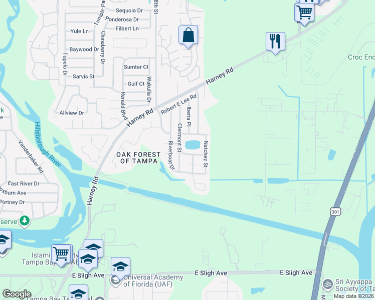 map of restaurants, bars, coffee shops, grocery stores, and more near 8221 Clermont Street in Tampa