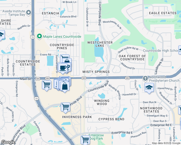 map of restaurants, bars, coffee shops, grocery stores, and more near 2691 Sabal Springs Circle in Clearwater