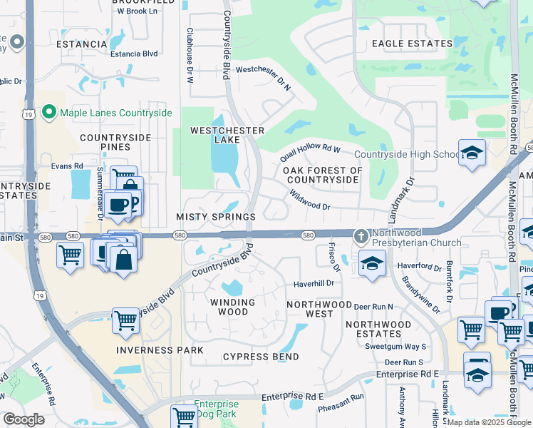 map of restaurants, bars, coffee shops, grocery stores, and more near 2717 Bryn Mawr Circle in Clearwater