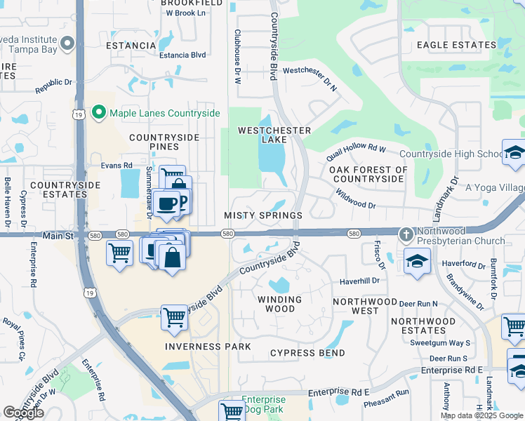 map of restaurants, bars, coffee shops, grocery stores, and more near 106 Sabal Springs Circle in Clearwater
