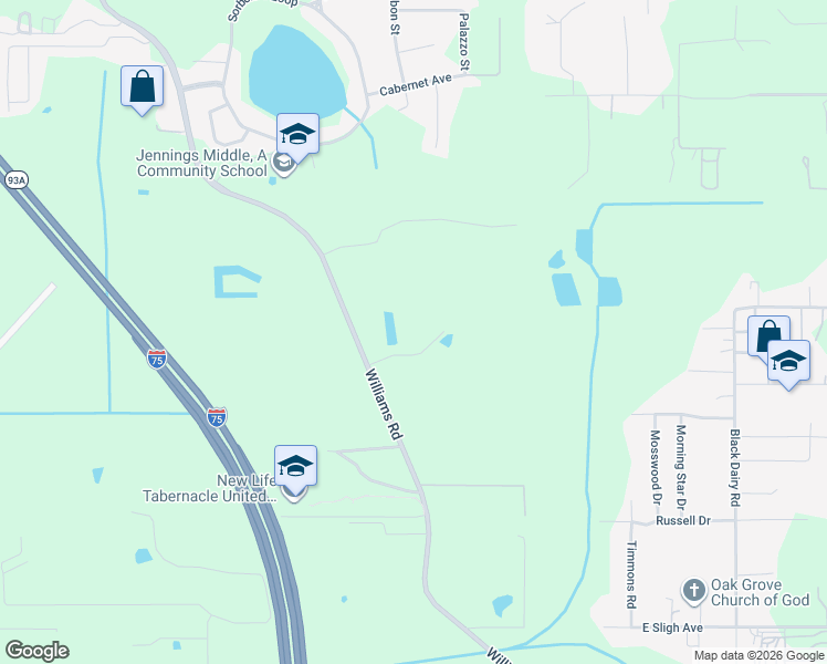 map of restaurants, bars, coffee shops, grocery stores, and more near 7405 Williams Road in Seffner