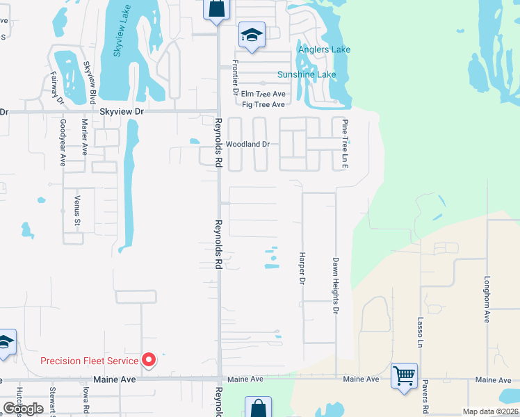 map of restaurants, bars, coffee shops, grocery stores, and more near 3430 Lisa Lane in Lakeland