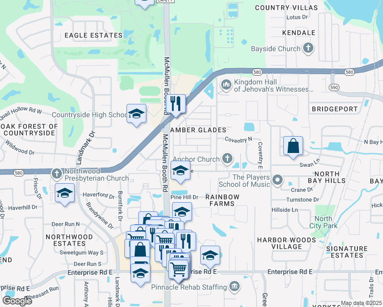 map of restaurants, bars, coffee shops, grocery stores, and more near 3113 Florida 580 in Safety Harbor