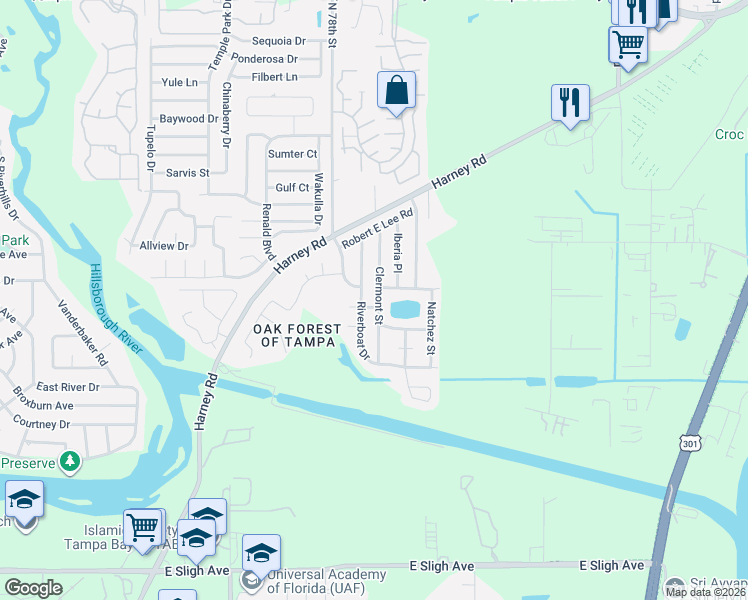 map of restaurants, bars, coffee shops, grocery stores, and more near 801 Chaperon Court in Tampa