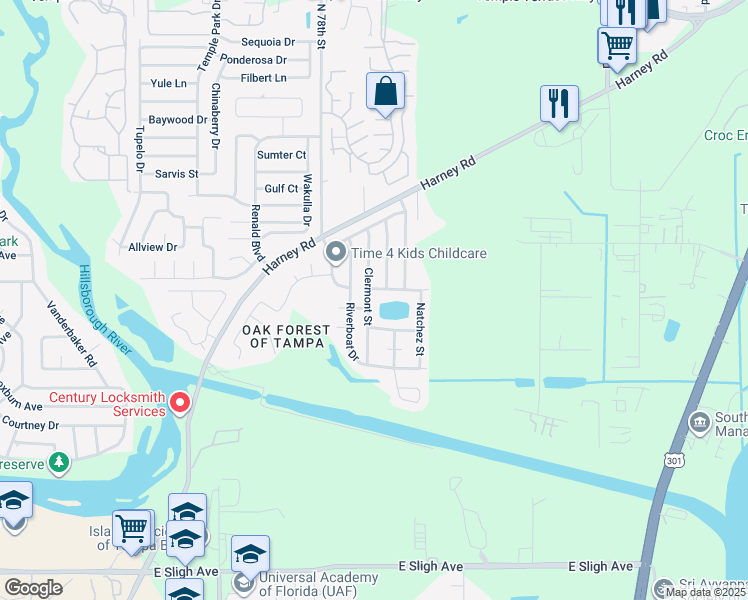 map of restaurants, bars, coffee shops, grocery stores, and more near 8233 Clermont Street in Tampa