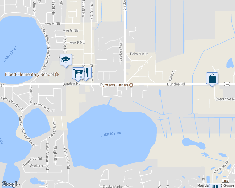 map of restaurants, bars, coffee shops, grocery stores, and more near 1892 Lake Mariam Drive in Winter Haven