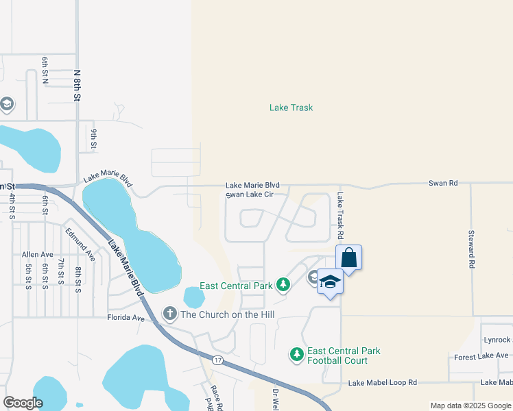 map of restaurants, bars, coffee shops, grocery stores, and more near 1728 Canaan Loop in Dundee