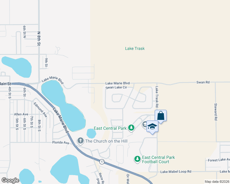 map of restaurants, bars, coffee shops, grocery stores, and more near 1580 Swan Lake Circle in Dundee