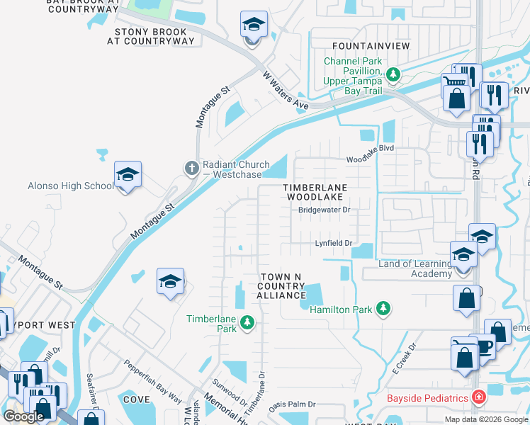 map of restaurants, bars, coffee shops, grocery stores, and more near 10108 Briarwick Court in Tampa