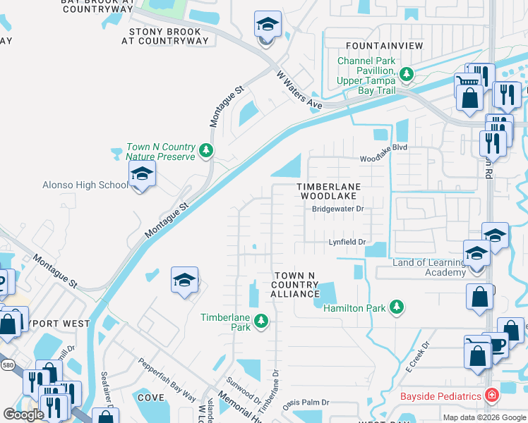 map of restaurants, bars, coffee shops, grocery stores, and more near 10120 Briarwick Court in Tampa