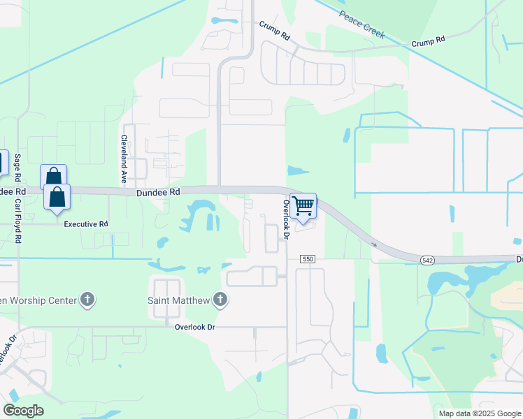 map of restaurants, bars, coffee shops, grocery stores, and more near 800 Overlook Grove Drive in Winter Haven