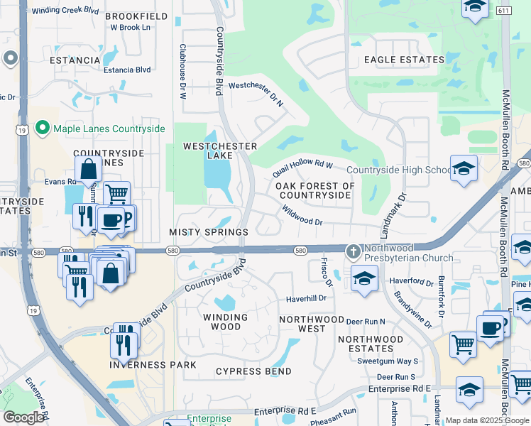 map of restaurants, bars, coffee shops, grocery stores, and more near 2757 Bryn Mawr Drive West in Clearwater