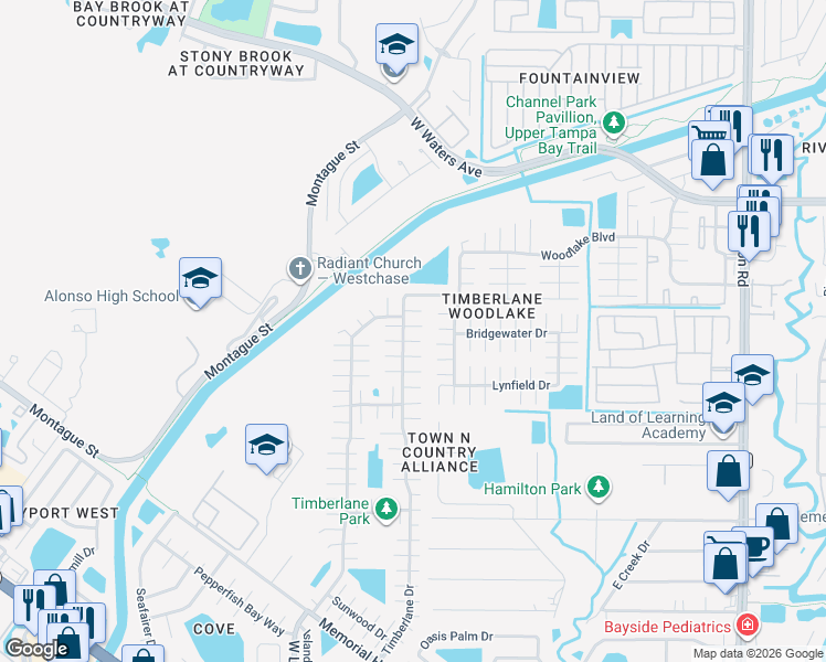 map of restaurants, bars, coffee shops, grocery stores, and more near 10108 Briarwick Court in Tampa